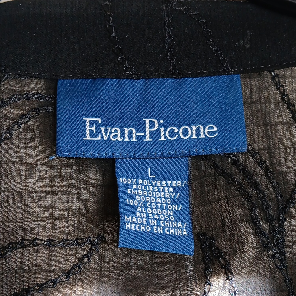 Evan Picone Black Sheer Embroidered Button Blouse Or Dinner Jacket.EUC - Picture 4 of 10